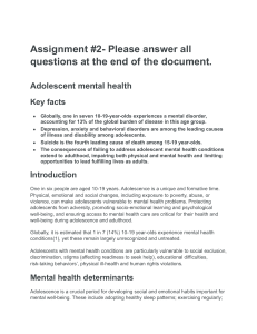 VLADIMIR OSCAR - health assignment #2 Mental health for teens