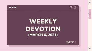 DAILY DEVOTION (MARCH 6, 2021)