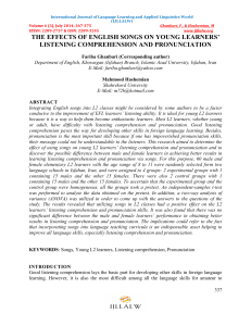 English Songs & L2 Learning: Impact on Listening & Pronunciation