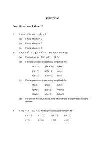 Functions worksheet