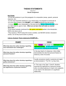 Thesis Statements ELA 10-1 Review Guide