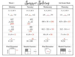 3rd Grade Summer Solving- Answers