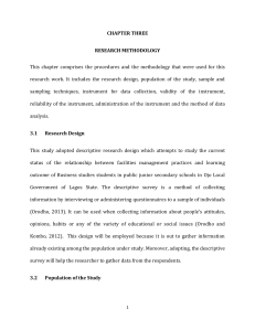 Research Methodology: Facilities Management & Learning Outcomes