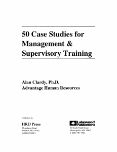 Case Studies for Management and Supervisory Training