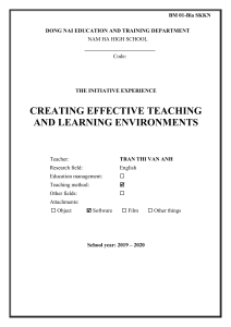 Creating effective teaching and learning environments