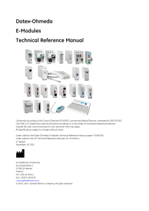 Datex-Ohmeda E-Modules - Technical reference manual