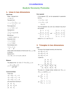 analytic geometry formulas