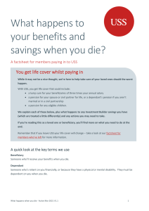 What happens to my benefits and savings if I die whilst paying in to USS