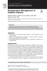 Postoperative Management of Pediatric patiens
