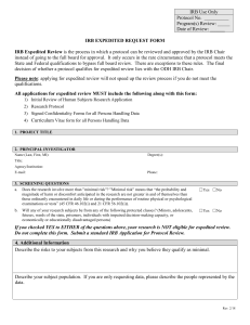 IRB+EXPEDITED+REVIEW+REQUEST+FORM