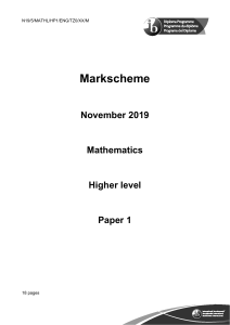 Mathematics paper 1  HL markscheme