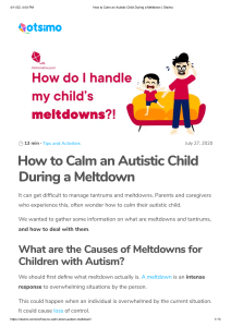 How to Calm an Autistic Child During a Meltdown - Otsimo