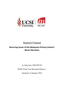 Research Proposal Recurring Problems in Music Education in Malaysian School