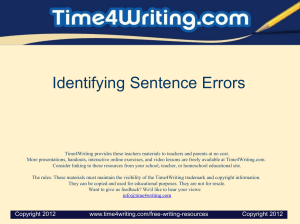 WritingStandardizedTests Identifying Sentence Errors