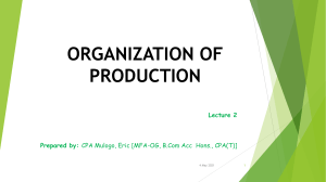 BB 115 Lecture 2 Organization of Production