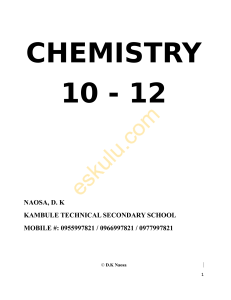 Chemistry 10 to 12 Notes