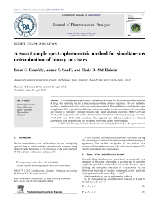 A smart simple spectrophotometric method for simultaneous determination of binary mixture