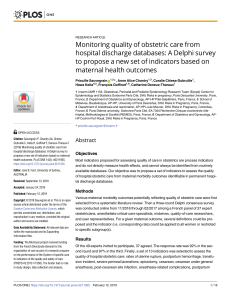Monitoring quality of obstetric care from hospital discharge-PlosOne 2019