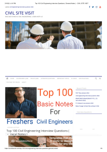Top 100 Civil Engineering Interview Questions ( General Notes ) - CIVIL SITE VISIT