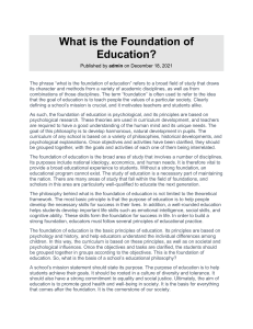 What is the Foundation of Education