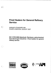 Fired Heaters Standard ANSI/API 560, ISO 13705