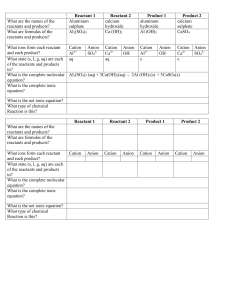 Chemical Reactions Worksheet: Double Displacement