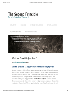 What are Essential Questions  - The Second Principle