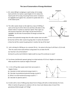 Lesson 3.6 The Law of Conservation of Energy Worksheet