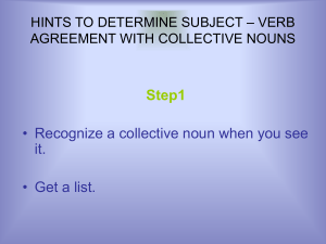 HINTS TO DETERMINE SUBJECT – VERB AGREEMENT WITH