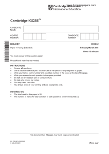 Cambridge IGCSE Biology Exam Paper 0610/42