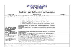 ELECTRICAL HAZARDS CHECKLIST FOR CONTRACTORS