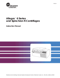 Beckman Allegra 6 Series & Spinchron R Centrifuges