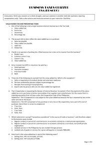 Business Taxes Quizzer: VAT & Percentage Taxes