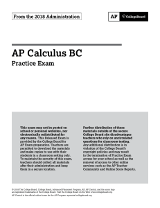 AP Calculus BC Practice Exam (2018)