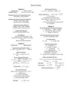 Statistics Exam #3 Formulas