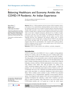 COVID-19 in India: Balancing Healthcare and Economy