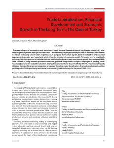 [South East European Journal of Economics and Business] Trade Liberalization, Financial Development and Economic Growth in The Long Term  The Case of Turkey