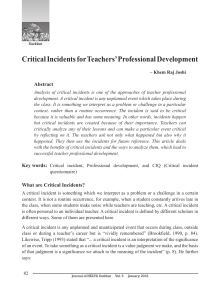 Critical incidents for Teachers Professional Development