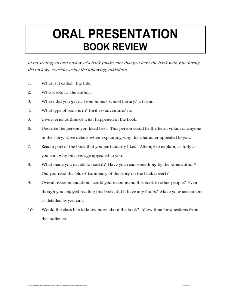 book review oral