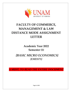2022 Distance Assignments - EMI3571 - Basic Micro Economics (1)