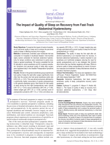 The impact of quality of sleep on recovery from fast-track abdominal hysterectomy