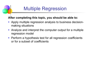 MBALN603 Week 10 Multiple Regression