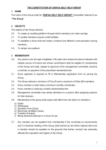 THE CONSTITUTION OF SHIFAA SELF HELP GROUP