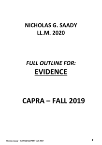 Evidence Law Course Outline - Fall 2019