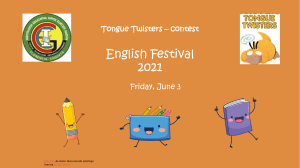 Tongue Twisters Contest   English Festival 2021