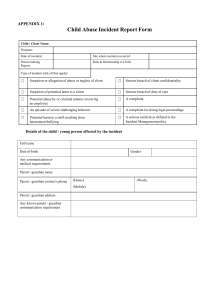 Child Abuse Incident Report Form