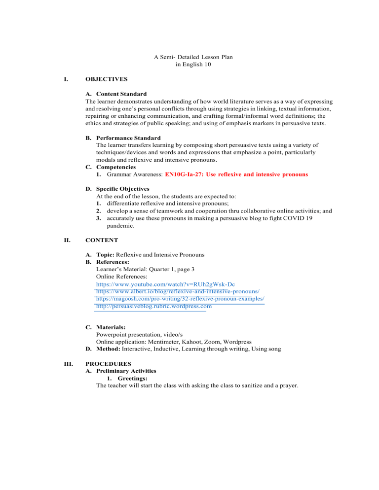 Downstudocu Semi detailed lesson plan