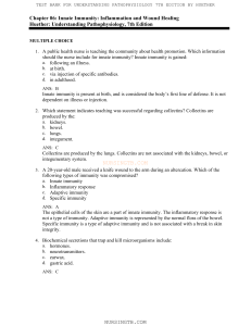 Innate Immunity Test Bank: Pathophysiology Questions