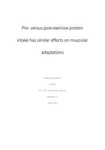 Pre- versus post-exercise protein intake has similar effects on muscular adaptions
