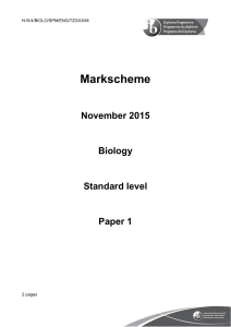 Biology SL Paper 1 Markscheme - November 2015